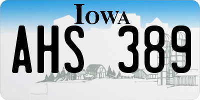 IA license plate AHS389