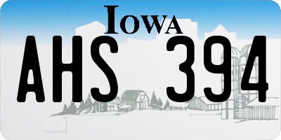IA license plate AHS394