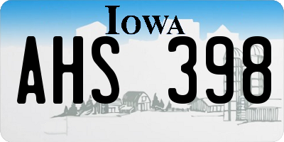 IA license plate AHS398