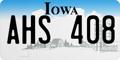 IA license plate AHS408