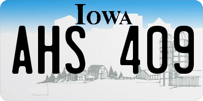 IA license plate AHS409