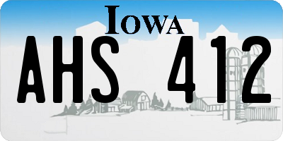 IA license plate AHS412