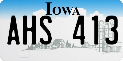 IA license plate AHS413