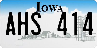 IA license plate AHS414