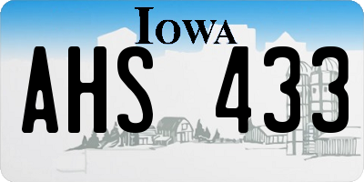 IA license plate AHS433