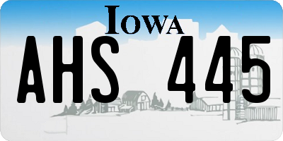 IA license plate AHS445