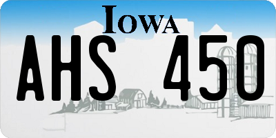 IA license plate AHS450