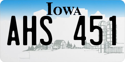 IA license plate AHS451