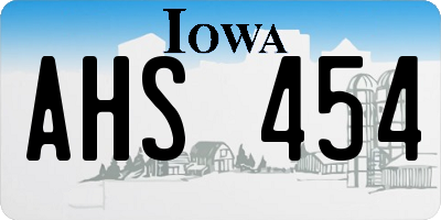 IA license plate AHS454