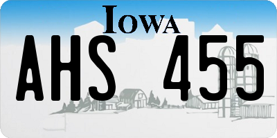 IA license plate AHS455