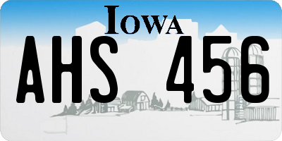 IA license plate AHS456