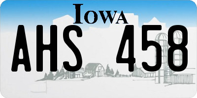 IA license plate AHS458