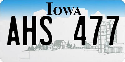 IA license plate AHS477
