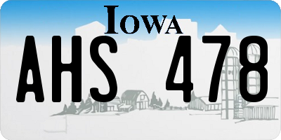 IA license plate AHS478