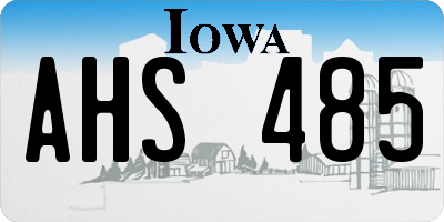 IA license plate AHS485