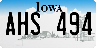 IA license plate AHS494