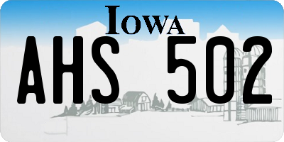IA license plate AHS502