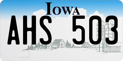 IA license plate AHS503