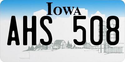 IA license plate AHS508