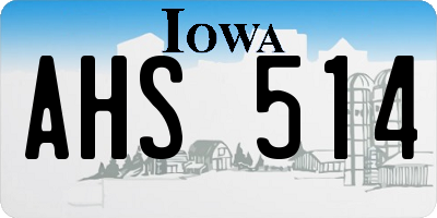 IA license plate AHS514
