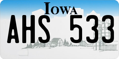 IA license plate AHS533