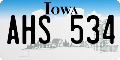 IA license plate AHS534