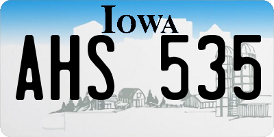 IA license plate AHS535