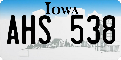 IA license plate AHS538