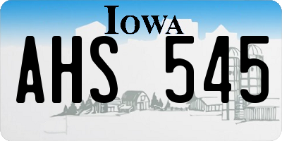 IA license plate AHS545
