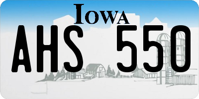 IA license plate AHS550