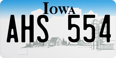 IA license plate AHS554