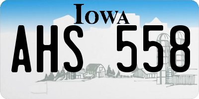 IA license plate AHS558