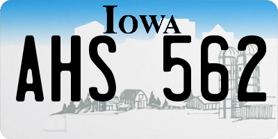 IA license plate AHS562