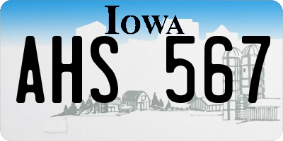 IA license plate AHS567