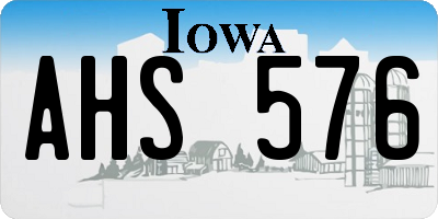 IA license plate AHS576