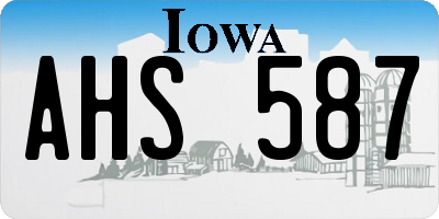 IA license plate AHS587