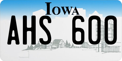 IA license plate AHS600