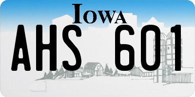 IA license plate AHS601