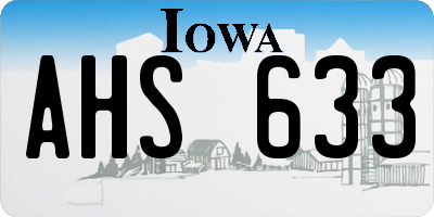 IA license plate AHS633