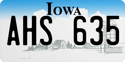 IA license plate AHS635