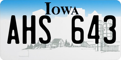 IA license plate AHS643