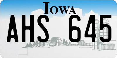 IA license plate AHS645