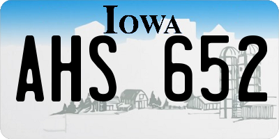 IA license plate AHS652