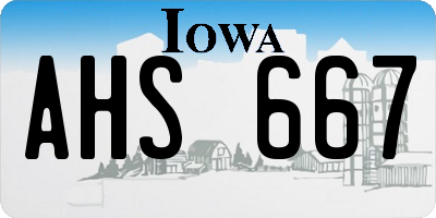 IA license plate AHS667