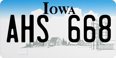 IA license plate AHS668