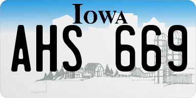 IA license plate AHS669
