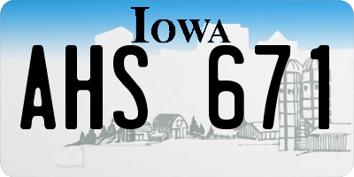 IA license plate AHS671