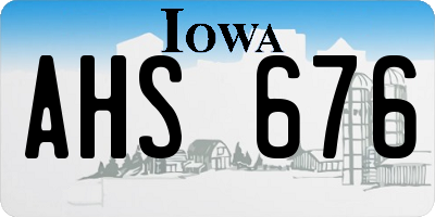 IA license plate AHS676