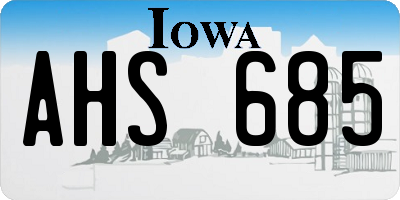 IA license plate AHS685