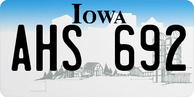 IA license plate AHS692